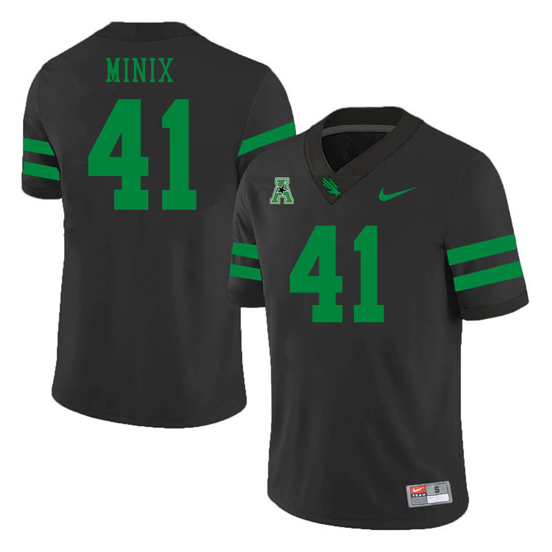 #41 Cameron Minix North Texas Mean Green College Football Jerseys Stitched-Black